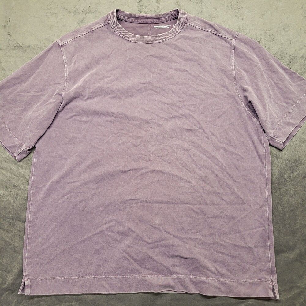 Mens Abercrombie & Fitch Premium Essentials T Shirt Purple Medium Crew Neck
